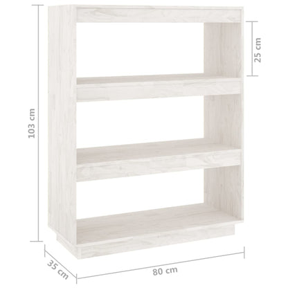 Boekenkast/kamerscherm 80x35x103 cm massief grenenhout wit