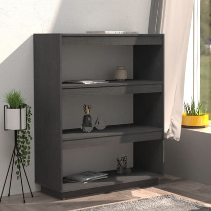 Boekenkast/kamerscherm 80x35x103 cm massief grenenhout grijs