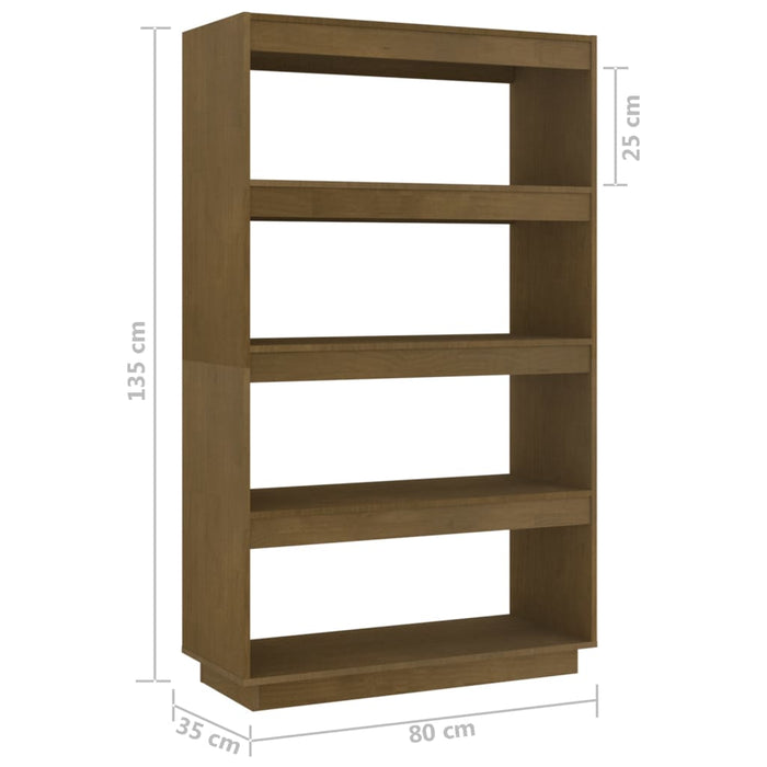 Boekenkast/kamerscherm 80x35x135 cm grenenhout honingbruin