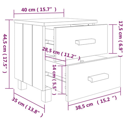 Nachtkastjes HAMAR 2 st 40x35x44,5 cm massief grenenhout wit