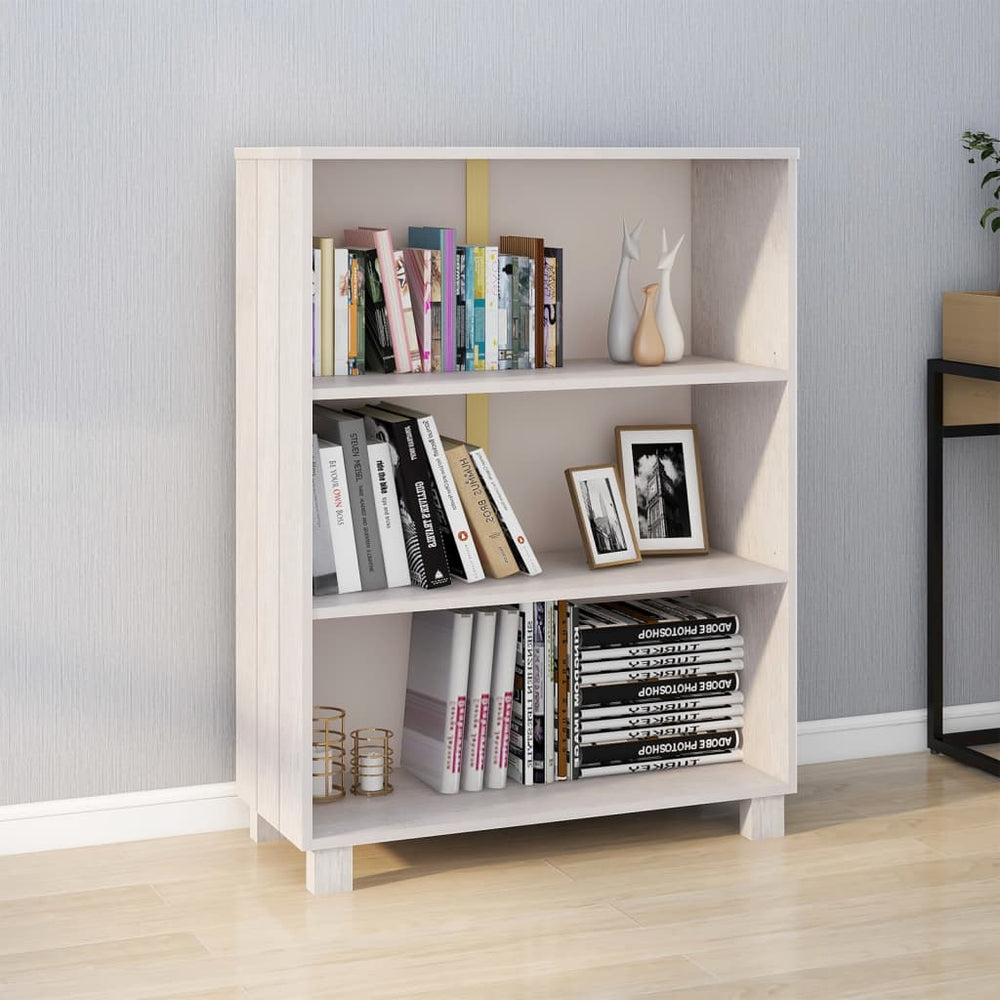 Boekenkast HAMAR 85x35x112 cm massief grenenhout wit