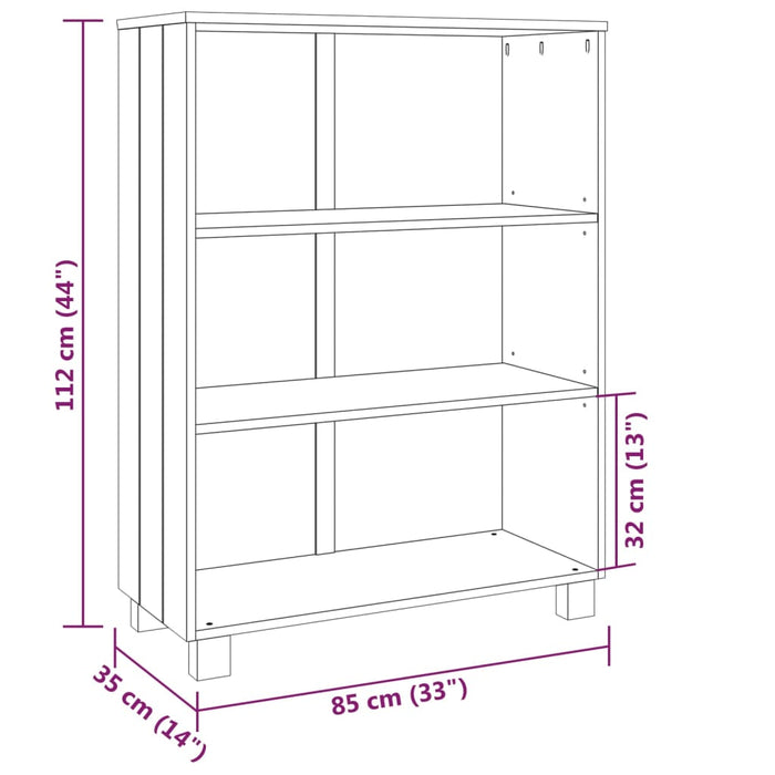 Boekenkast HAMAR 85x35x112 cm massief grenenhout donkergrijs