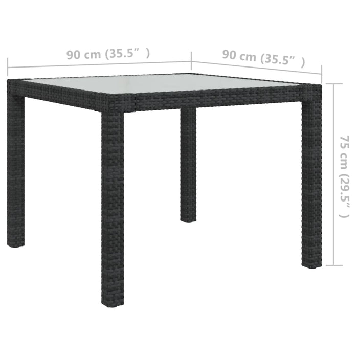 5-delige Tuinset met kussens poly rattan zwart