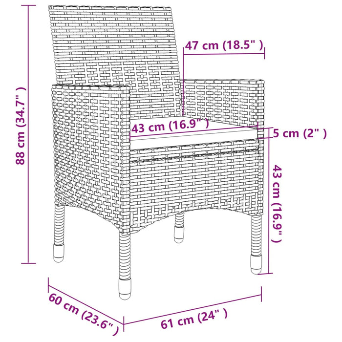 9-delige Tuinset met kussens poly rattan beige