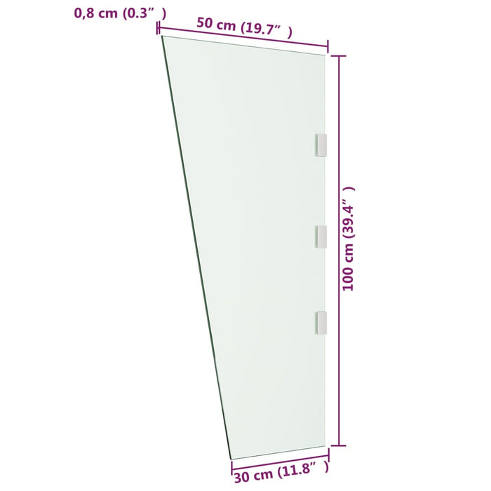 Zijpaneel voor deurluifel 50x100 cm gehard glas transparant