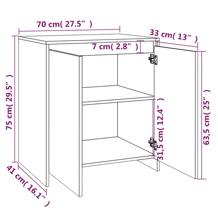 Dressoir 70x41x75 cm bewerkt hout sonoma eikenkleurig