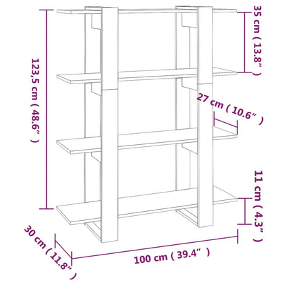 Boekenkast/kamerscherm 100x30x123,5 zwart