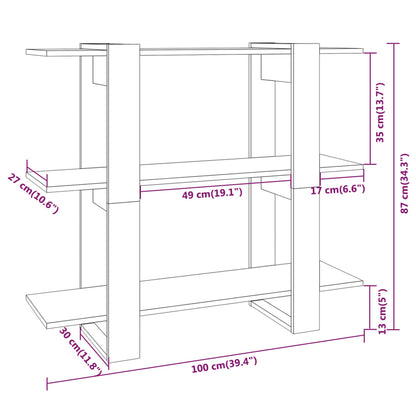 Boekenkast/kamerscherm 100x30x87 cm sonoma eikenkleurig