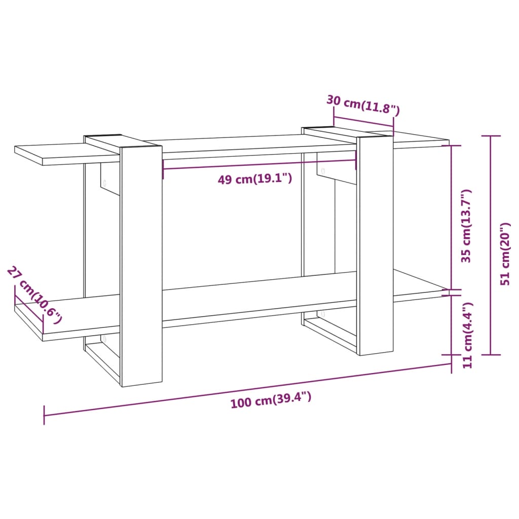 Boekenkast 100x30x51 cm bewerkt hout zwart