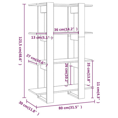 Boekenkast/kamerscherm 80x30x123,5 wit