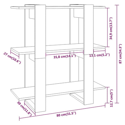 Boekenkast/kamerscherm 80x30x87 cm wit