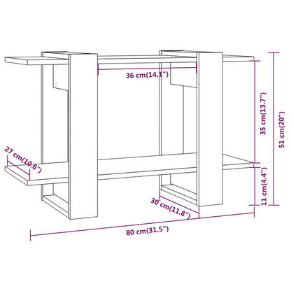 Boekenkast/kamerscherm 80x30x51 cm wit