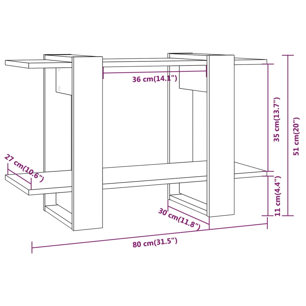 Boekenkast/kamerscherm 80x30x51 cm hoogglans wit