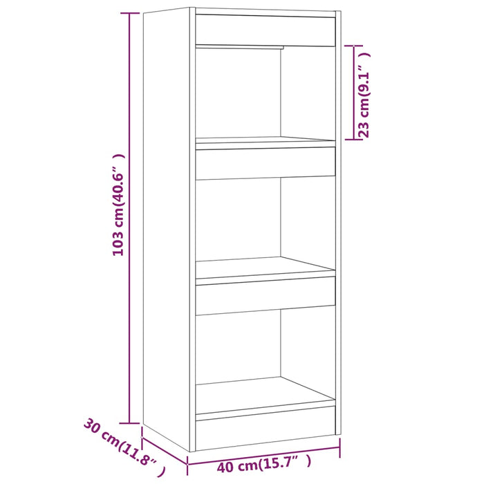 Boekenkast/kamerscherm 40x30x103 cm spaanplaat betongrijs