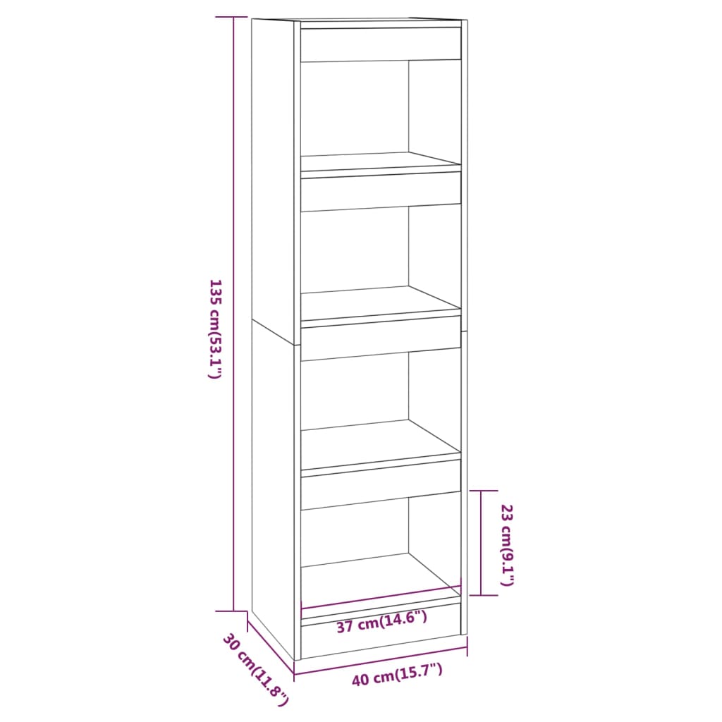 Boekenkast/kamerscherm 40x30x135 cm betongrijs