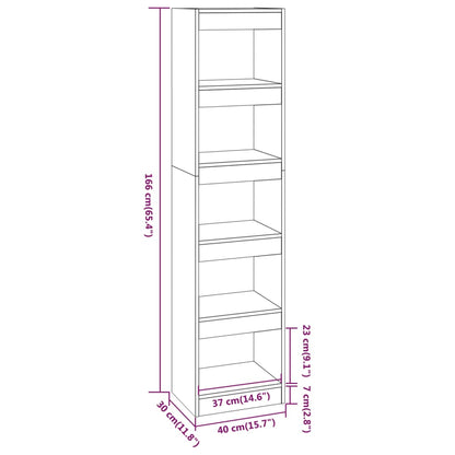 Boekenkast/kamerscherm 40x30x166 cm wit