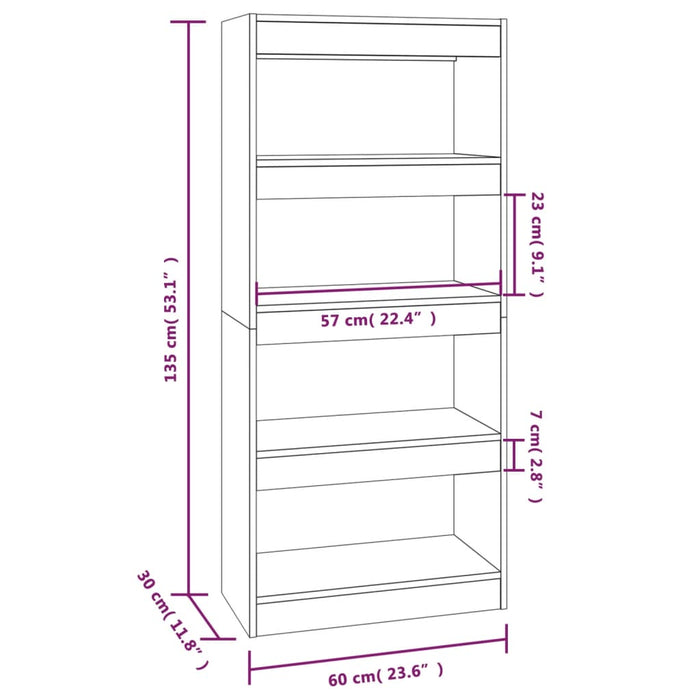 Boekenkast/kamerscherm 60x30x135 cm bewerkt hout zwart