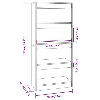 Boekenkast/kamerscherm 60x30x135 cm bewerkt hout betongrijs