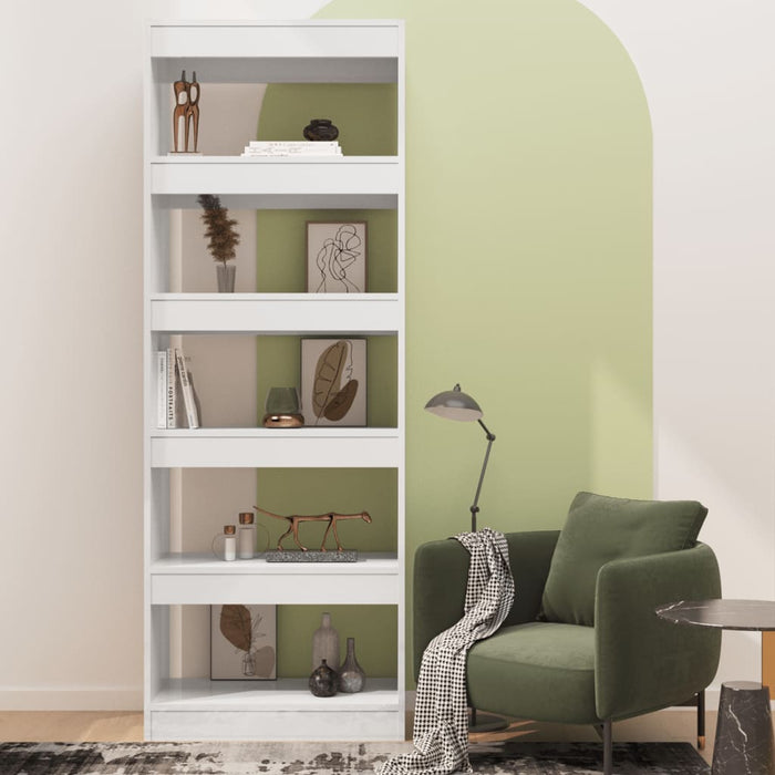 Boekenkast/kamerscherm 60x30x166 cm spaanplaat hoogglans wit