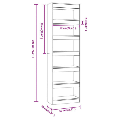 Boekenkast/kamerscherm 60x30x198 cm betongrijs