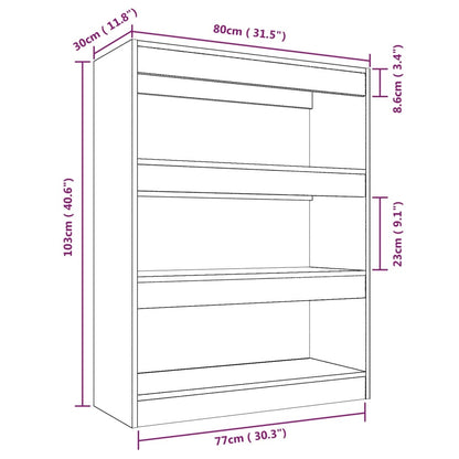 Boekenkast/kamerscherm 80x30x103 cm bewerkt hout wit