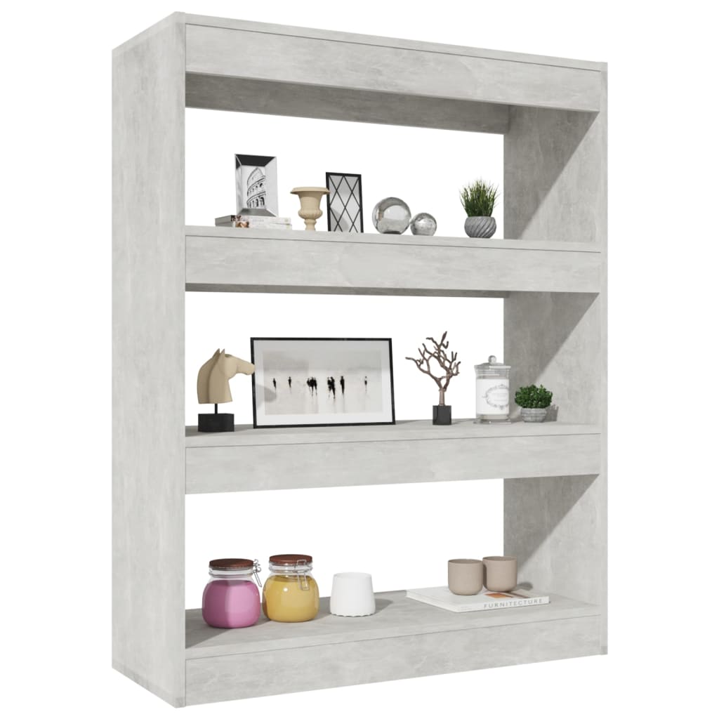 Boekenkast/kamerscherm 80x30x103 cm bewerkt hout betongrijs