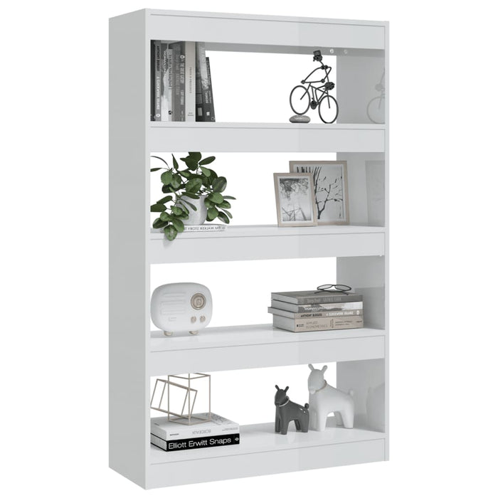 Boekenkast/kamerscherm 80x30x135 cm spaanplaat hoogglans wit