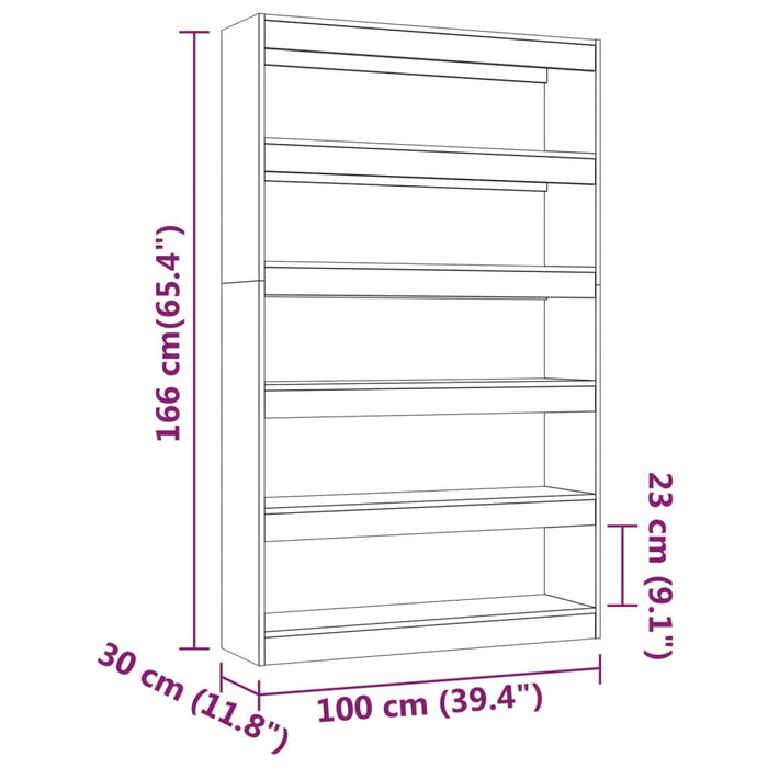 Boekenkast/kamerscherm 100x30x166 cm betongrijs