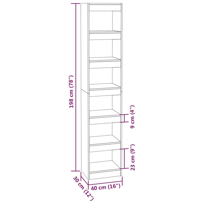 Boekenkast/kamerscherm 40x30x198 cm grijs sonoma eikenkleurig