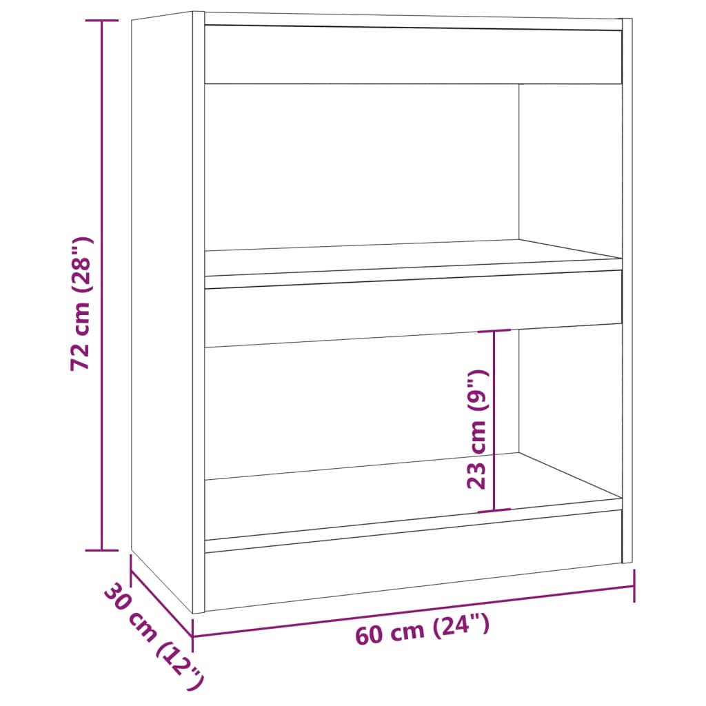 Boekenkast/kamerscherm 60x30x72 cm gerookt eikenkleurig