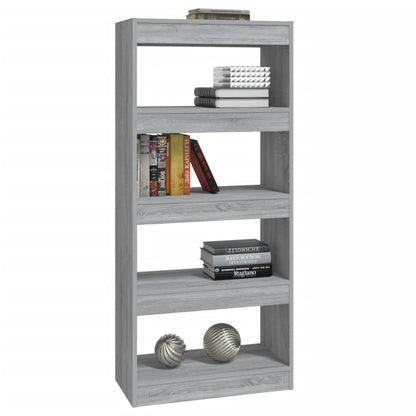 Boekenkast/kamerscherm 60x30x135 cm bewerkt hout grijs sonoma