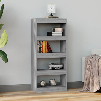 Boekenkast/kamerscherm 60x30x135 cm bewerkt hout grijs sonoma