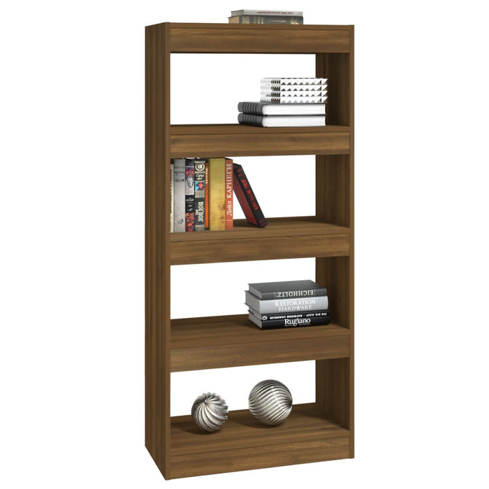 Boekenkast/kamerscherm 60x30x135 cm bewerkt hout bruineiken