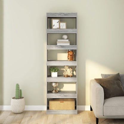 Boekenkast/kamerscherm 60x30x198 cm grijs sonoma eikenkleurig