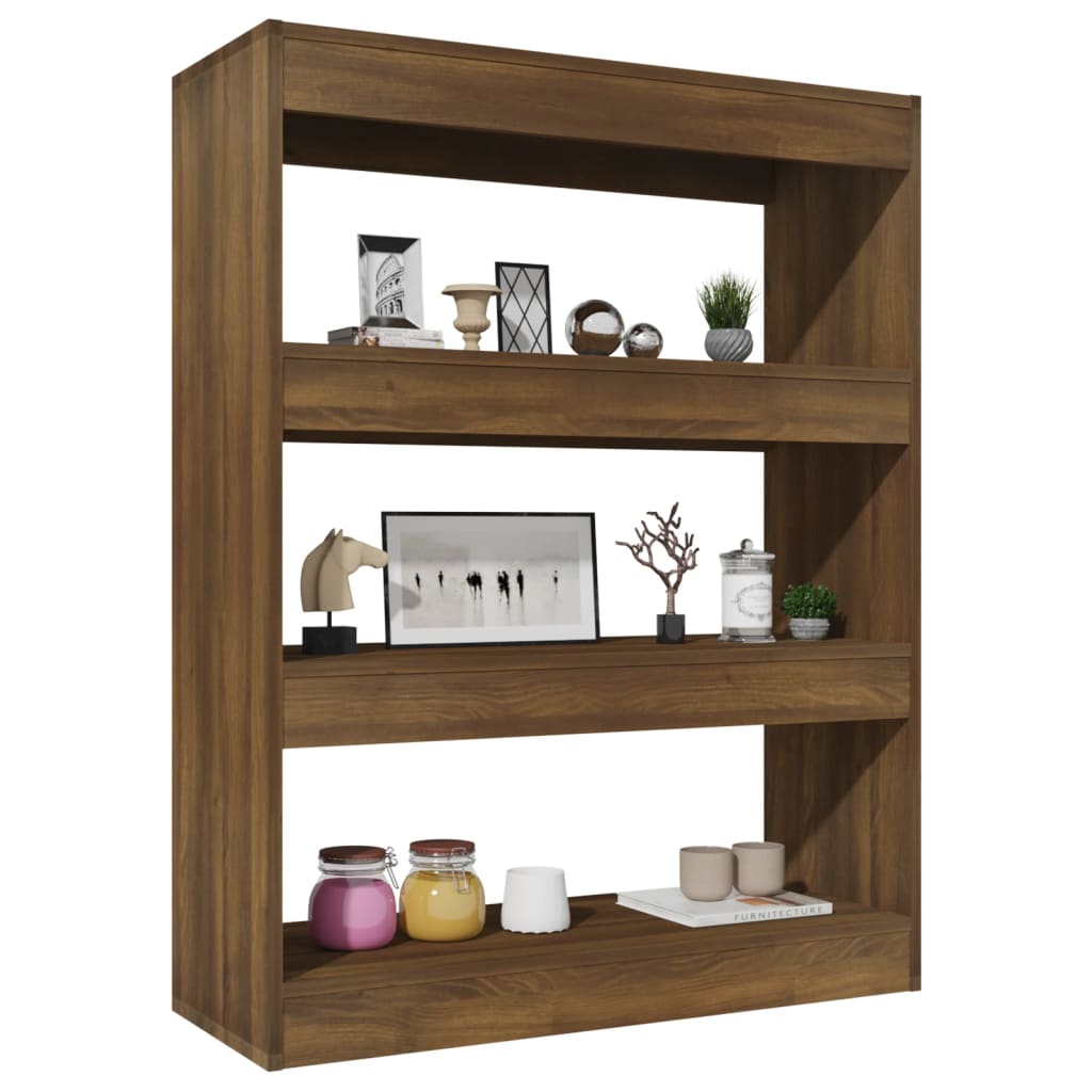 Boekenkast/kamerscherm 80x30x103 cm bewerkt hout bruineiken