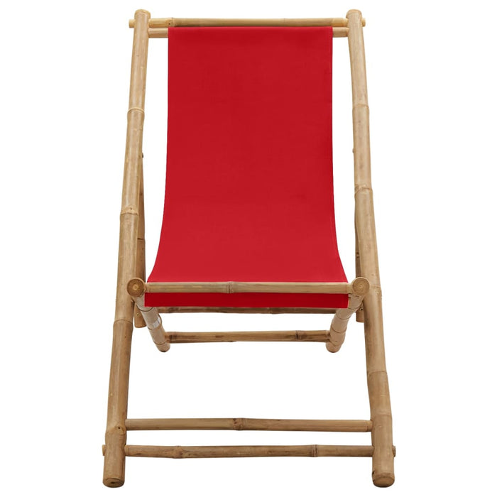 Terrasstoel bamboe en canvas rood