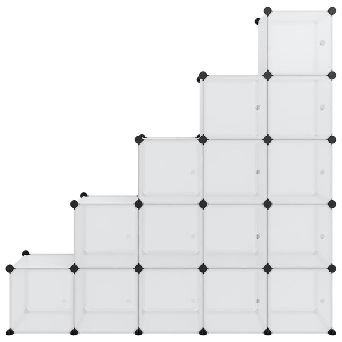 Opbergmeubel met 15 vakken en deuren polypropeen transparant