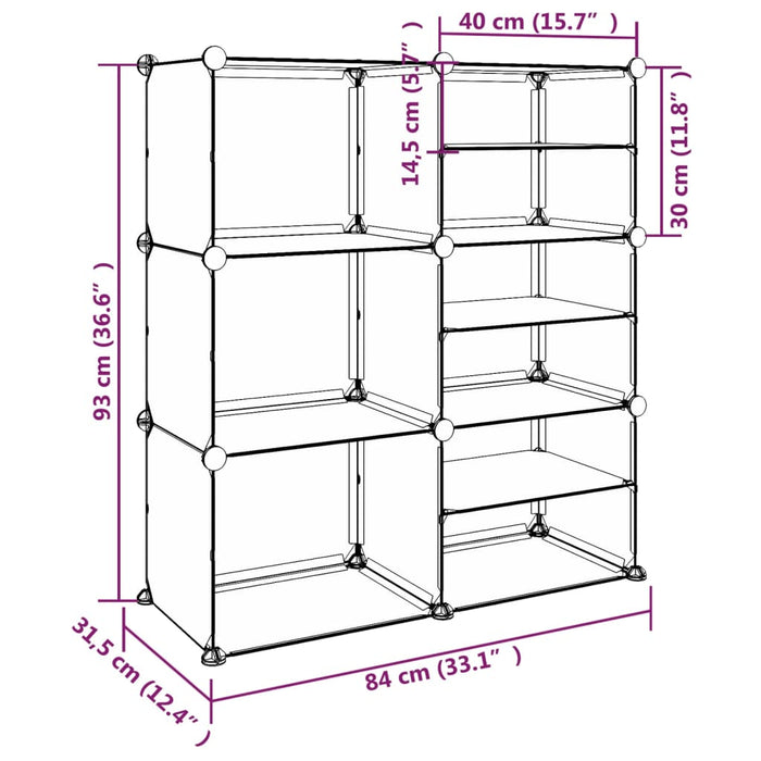 Schoenenrek 84x31,5x93 cm polypropeen transparant