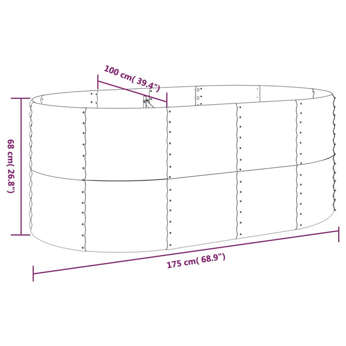 Plantenbak 175x100x68 cm gepoedercoat staal zilverkleurig