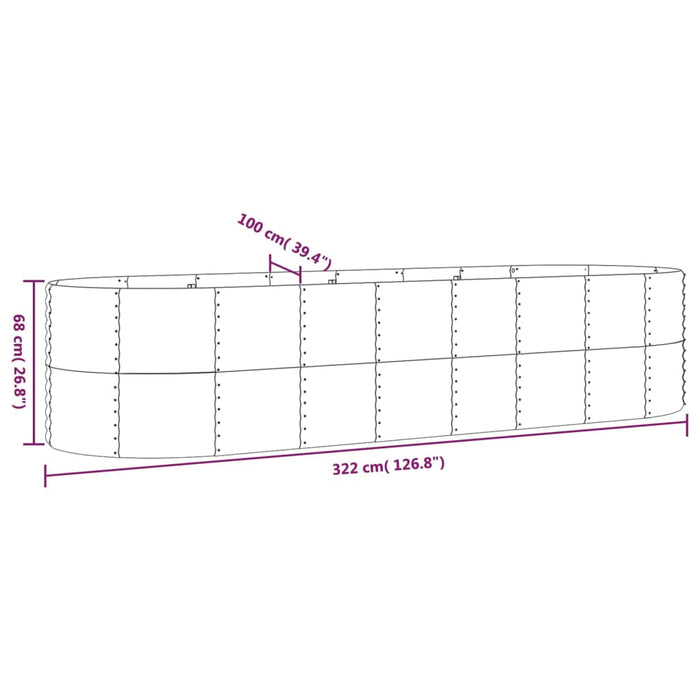 Plantenbak 322x100x68 cm gepoedercoat staal groen