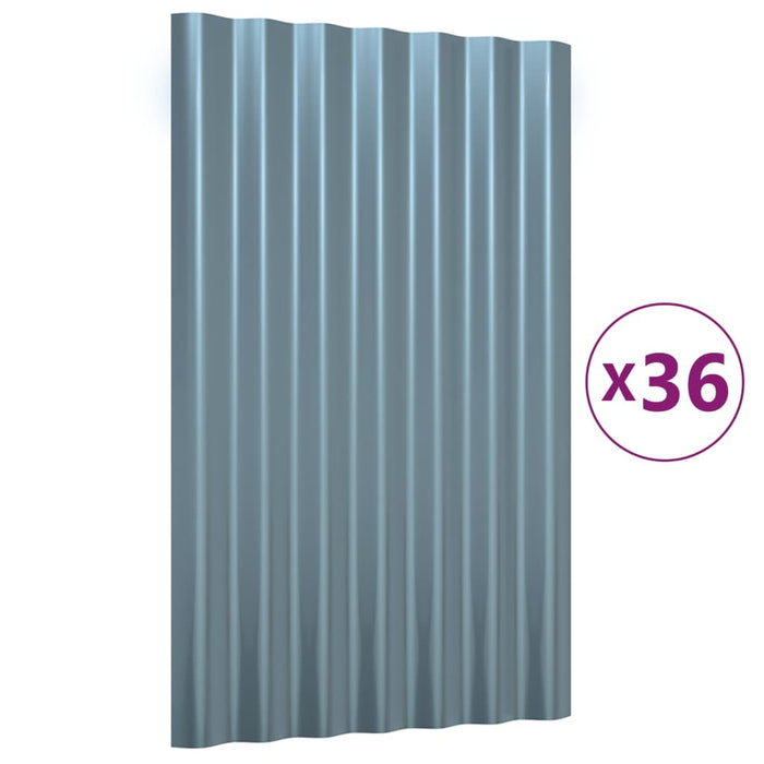 Dakpanelen 36 st 60x36 cm gepoedercoat staal grijs