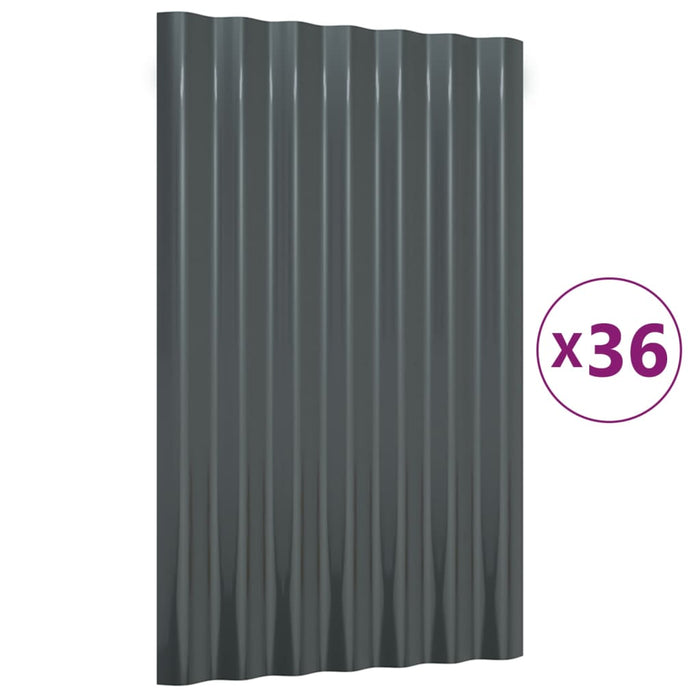 Dakpanelen 36 st 60x36 cm gepoedercoat staal antracietkleurig