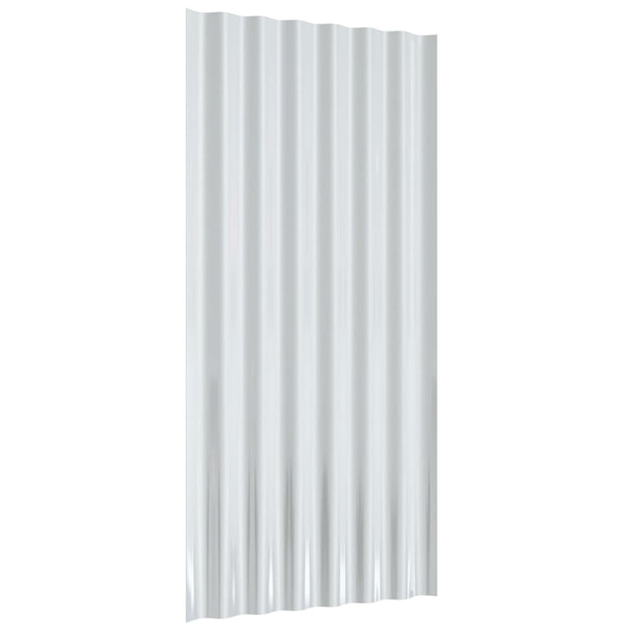 Dakpanelen 12 st 80x36 cm gepoedercoat staal zilverkleurig