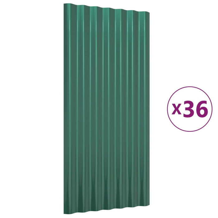 Dakpanelen 36 st 80x36 cm gepoedercoat staal groen