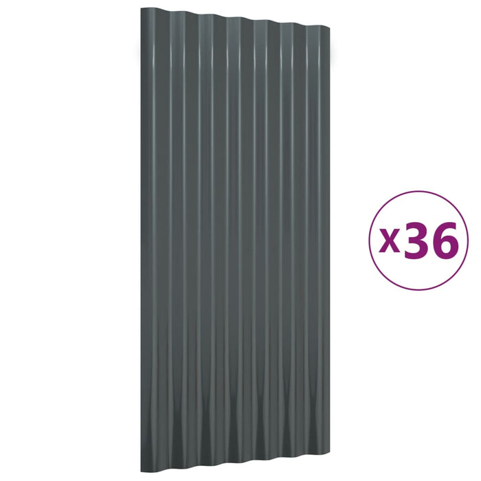 Dakpanelen 36 st 80x36 cm gepoedercoat staal antracietkleurig