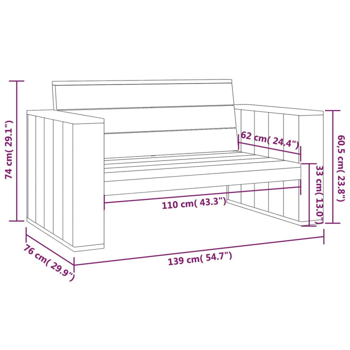 Tuinbank 139 cm geïmpregneerd grenenhout