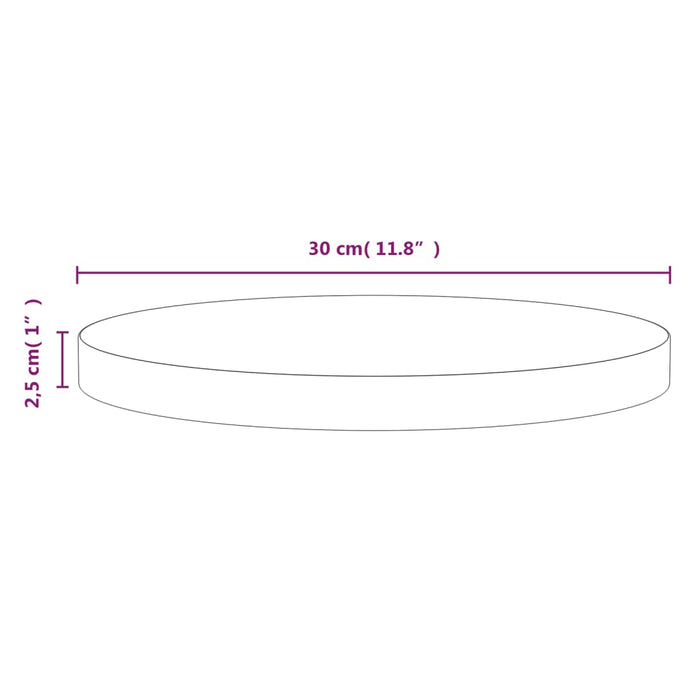 Tafelblad Ø30x2,5 cm massief grenenhout wit