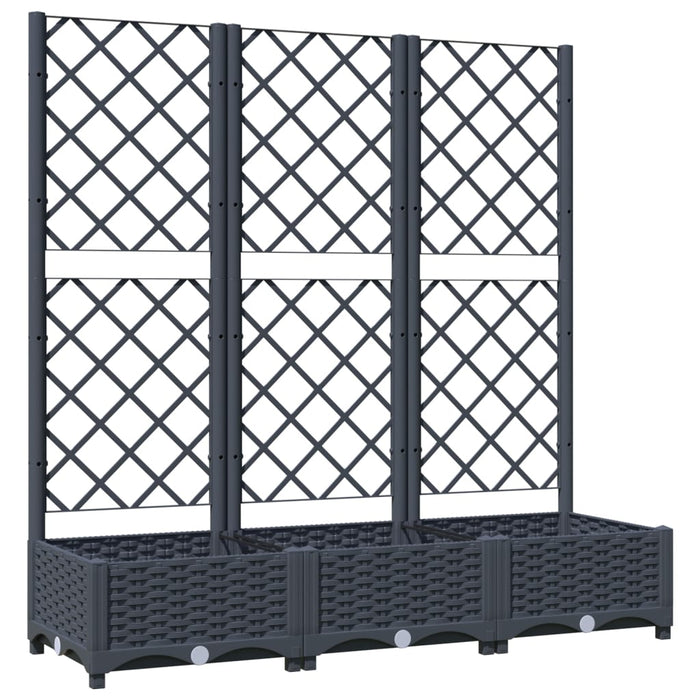 Plantenbak met latwerk 120x40x121,5 cm polypropeen donkergrijs