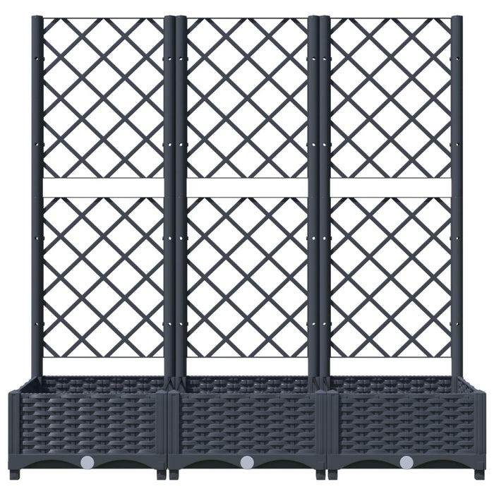 Plantenbak met latwerk 120x40x121,5 cm polypropeen donkergrijs