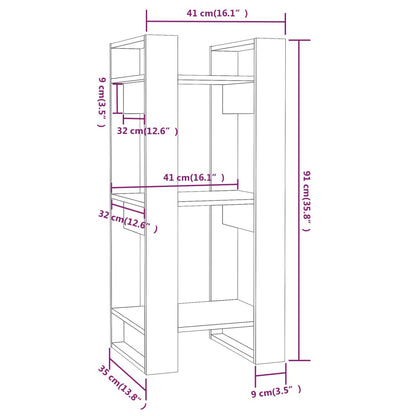 Boekenkast/kamerscherm 41x35x91 cm massief grenenhout wit